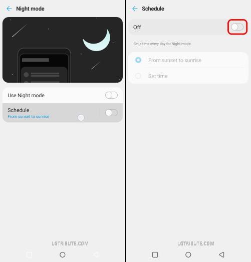 how to put lg stylo 6 into night mode 